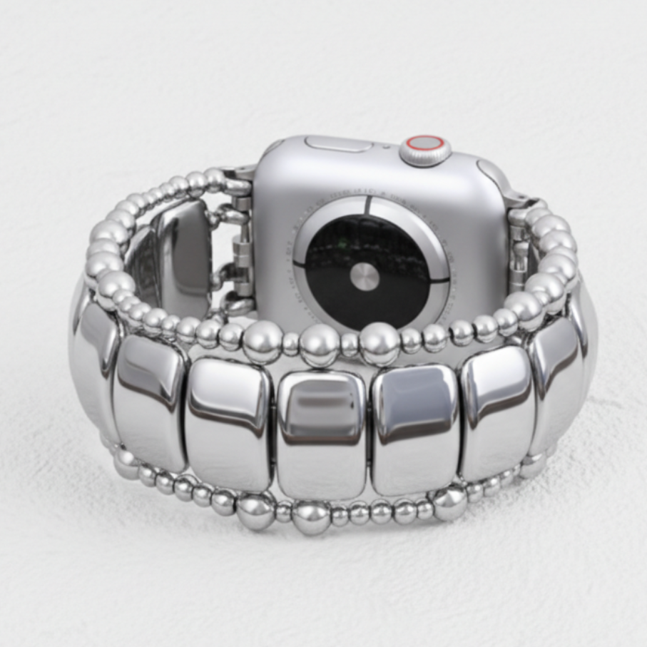 Bracelet extensible noir platine pour Apple Watch