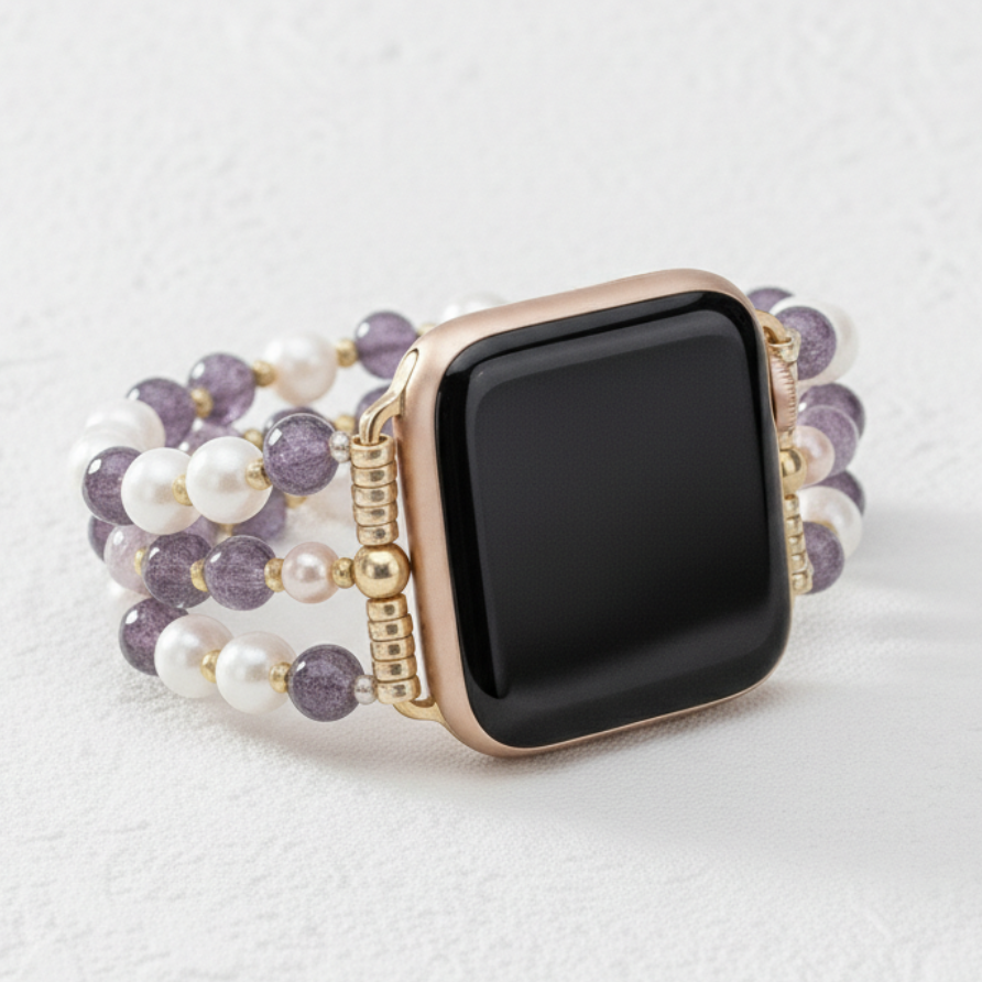 Amethyst Perlenbüschel Dehnbares Apple Watch Armband