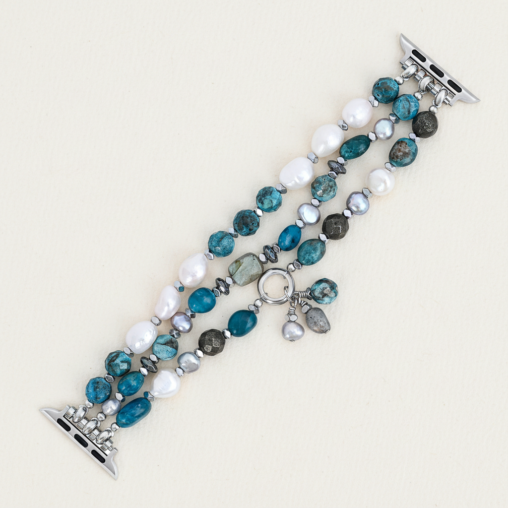 Bracelet extensible noir platine pour Apple Watch