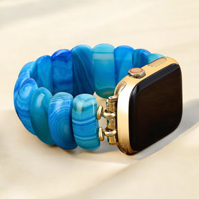 Blue Lagoon Achat Stretch Apple Watch Armband