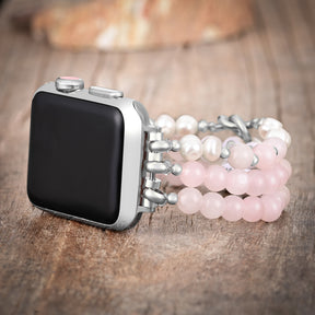 Mompreneur – Stretch-Armband Apple Watch in Rosenquarz