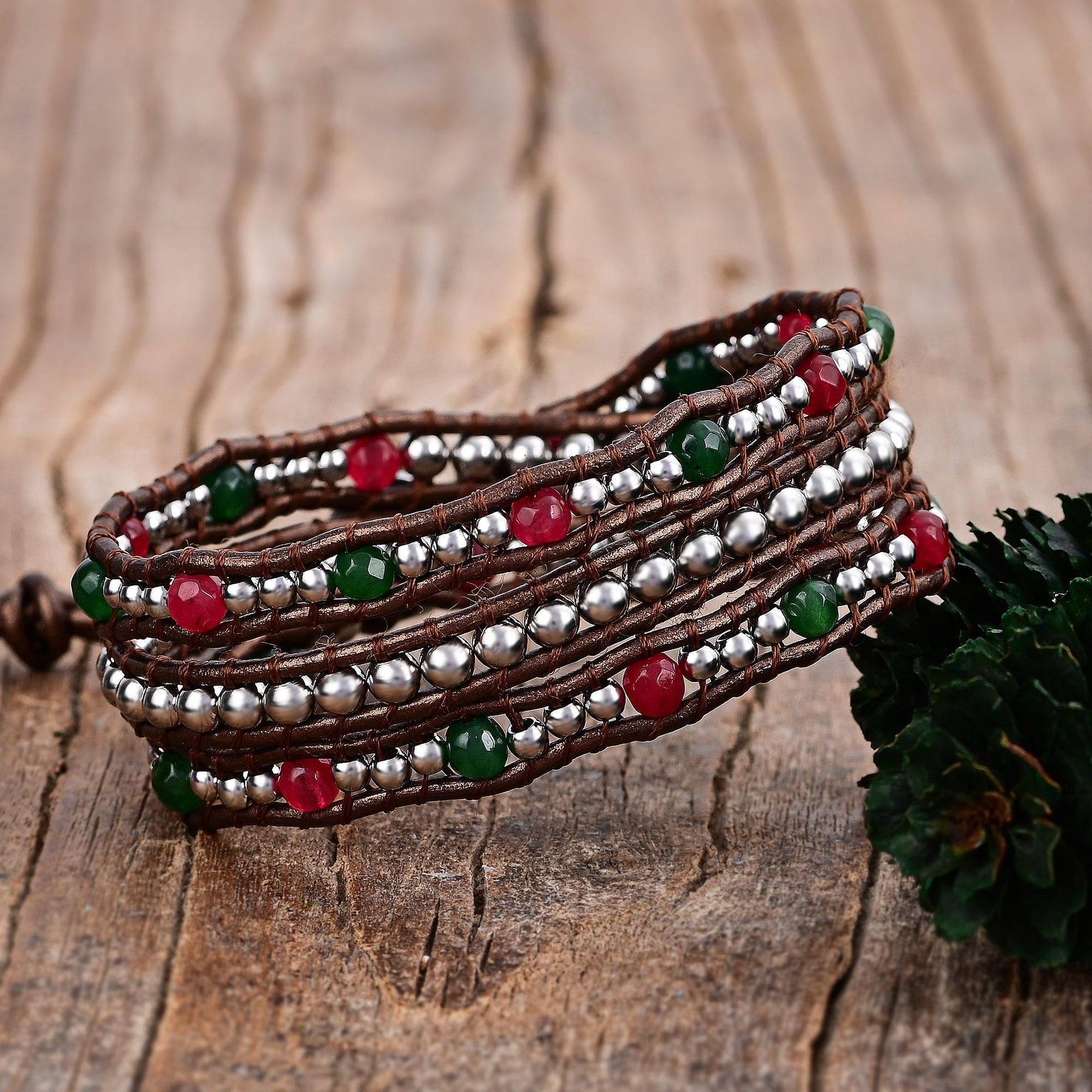 Bracelet enroulé de Noël au pays des merveilles hivernales