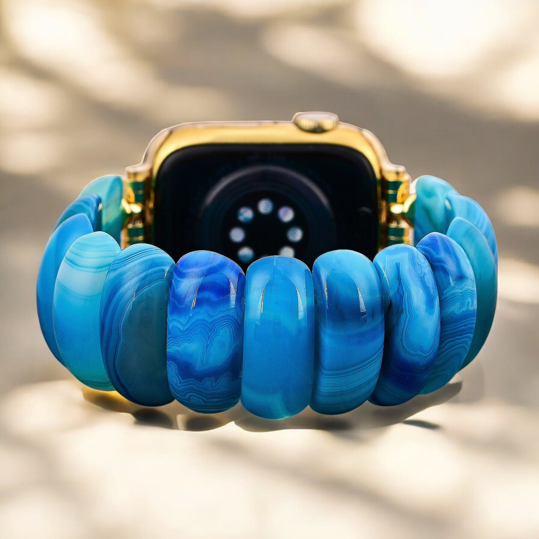 Blue Lagoon Achat Stretch Apple Watch Armband