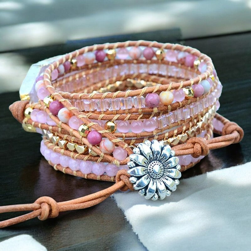 Goldenes Rosenquarz-Armband