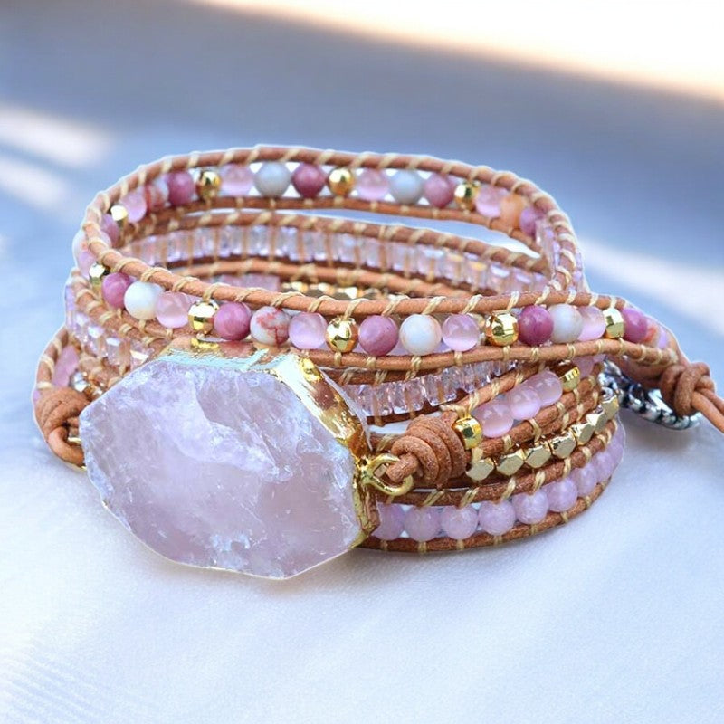 Goldenes Rosenquarz-Armband