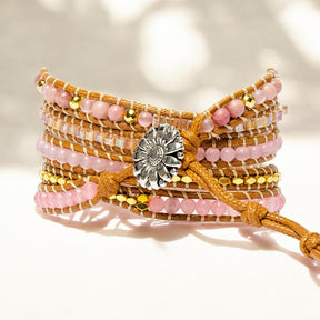 Goldenes Rosenquarz-Armband