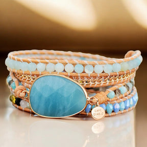 Heilendes Amazonit-Schutzwickelarmband