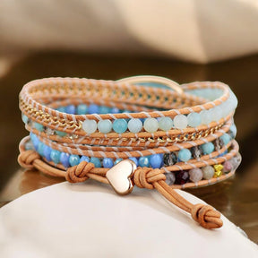 Heilendes Amazonit-Schutzwickelarmband