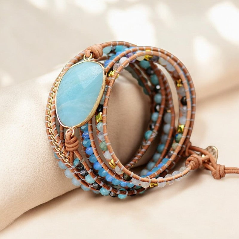Heilendes Amazonit-Schutzwickelarmband