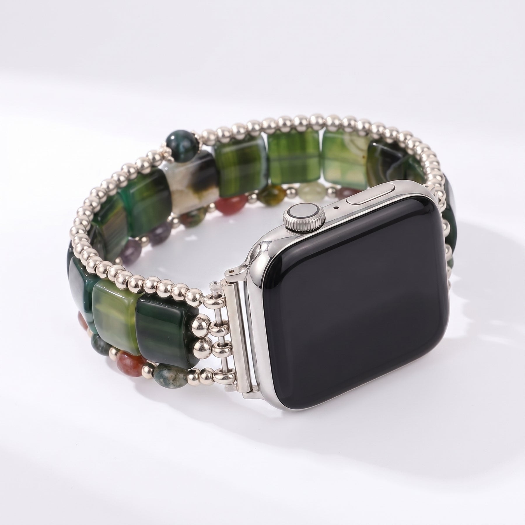 Brace Apple Watch extensible argenté Midnight Bloom Tourmaline