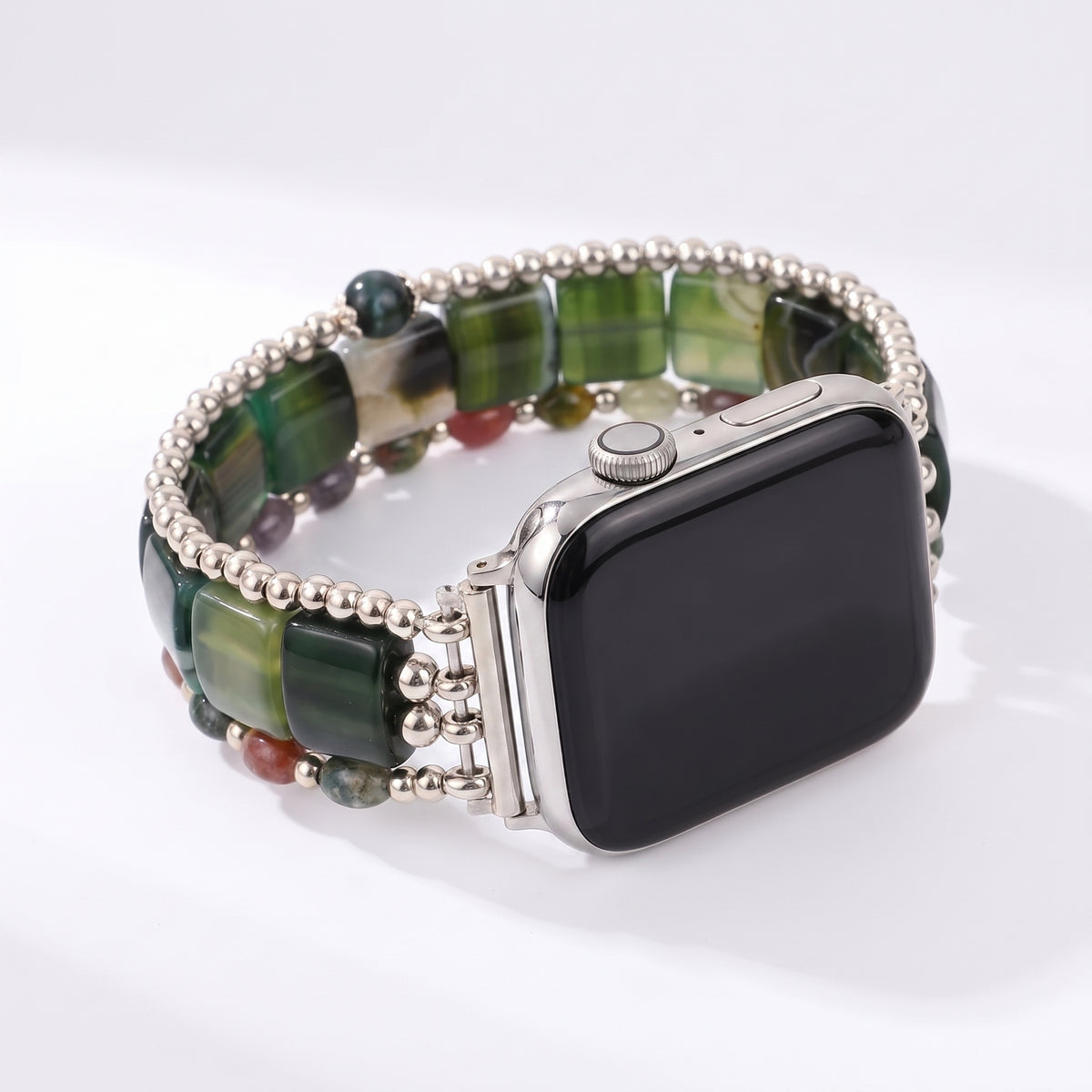 Wild Grace Achat-Stretcharmband für Apple Watch, Silber