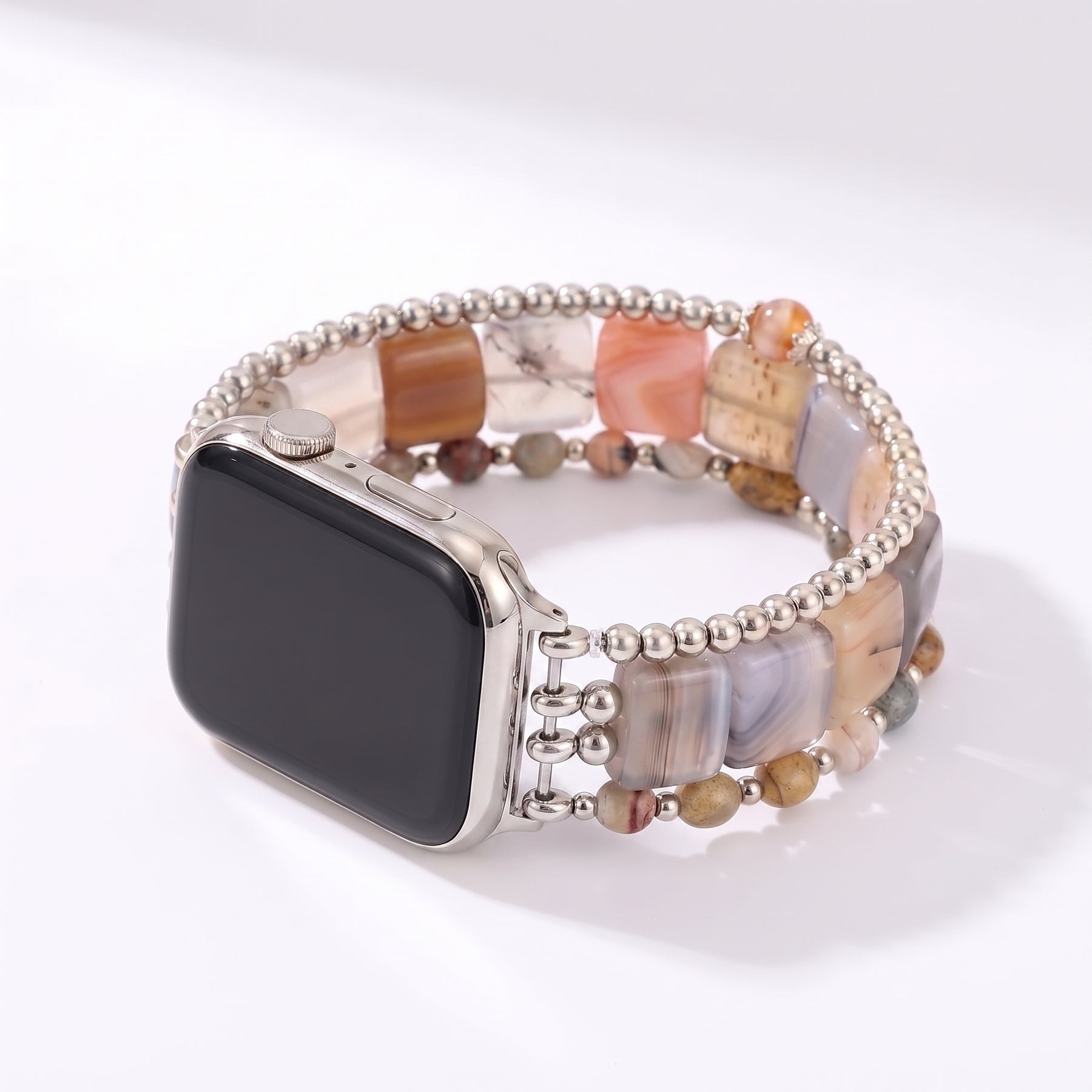 Brace Apple Watch extensible argenté Midnight Bloom Tourmaline