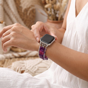 Brace Apple Watch extensible argenté Midnight Bloom Tourmaline