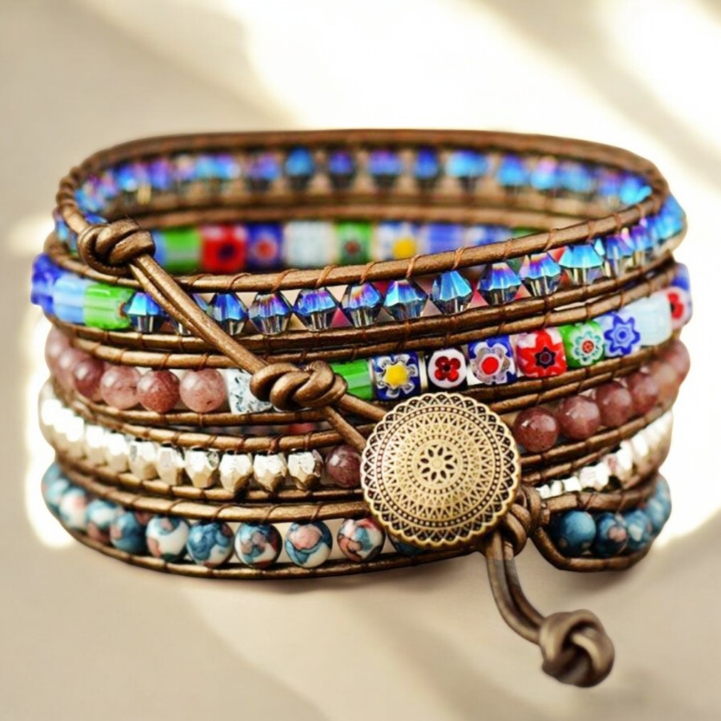 Bracelet enveloppant de protection fleur impériale
