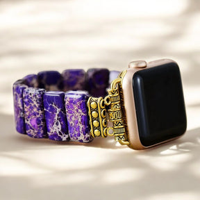 Bracelet extensible Apple Watch en jaspe tibétain indigo