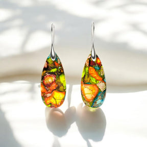 Boucles d'oreilles goutte de larme en jaspe intense
