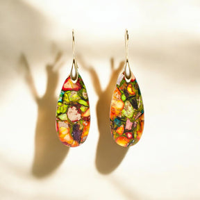 Boucles d'oreilles goutte de larme en jaspe intense