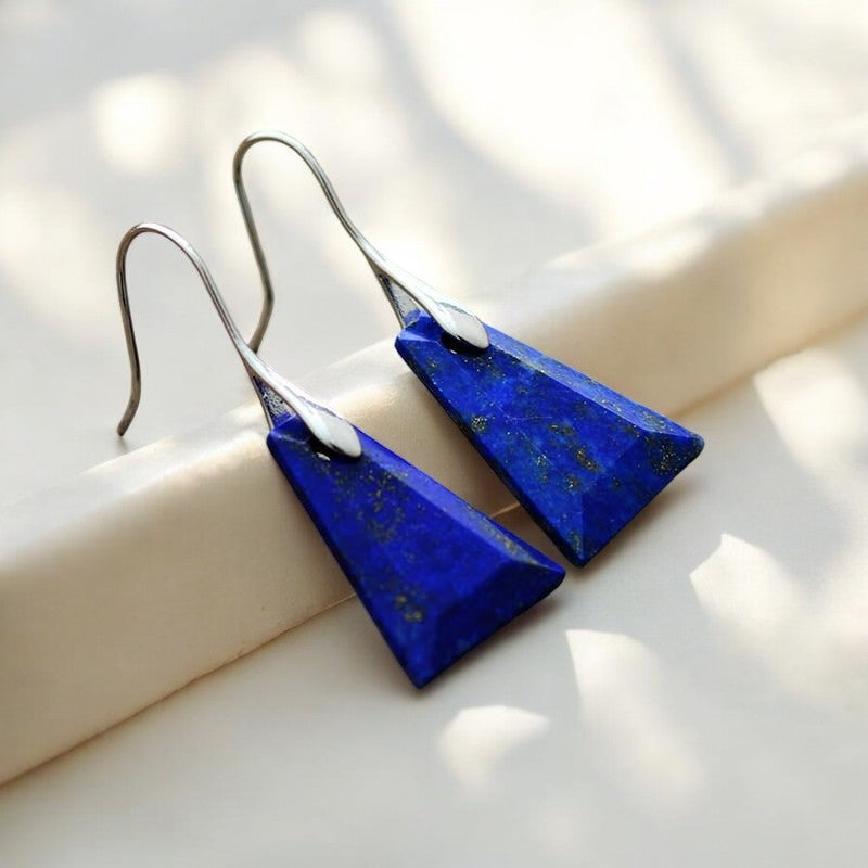 Lapis-Lazuli-Geometrische Tropfenohrringe