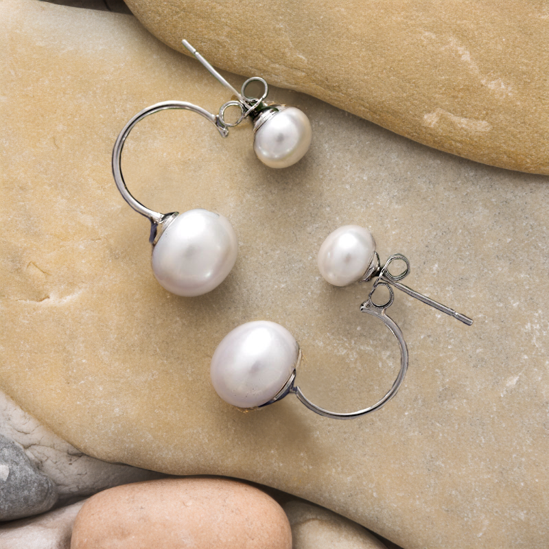 Boucles d'oreilles géométriques en perles d'eau douce