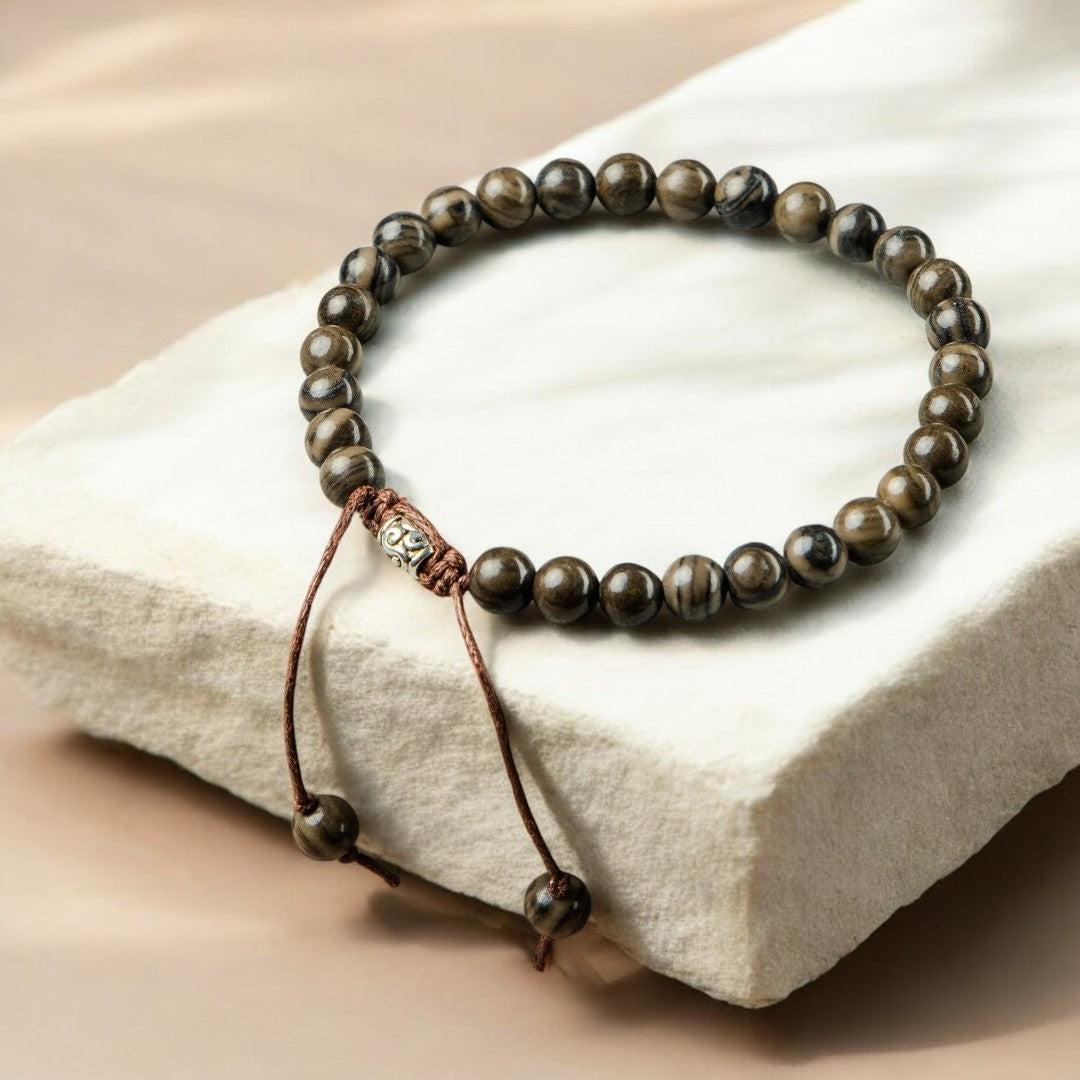 Bracelet en jaspe noir pour homme