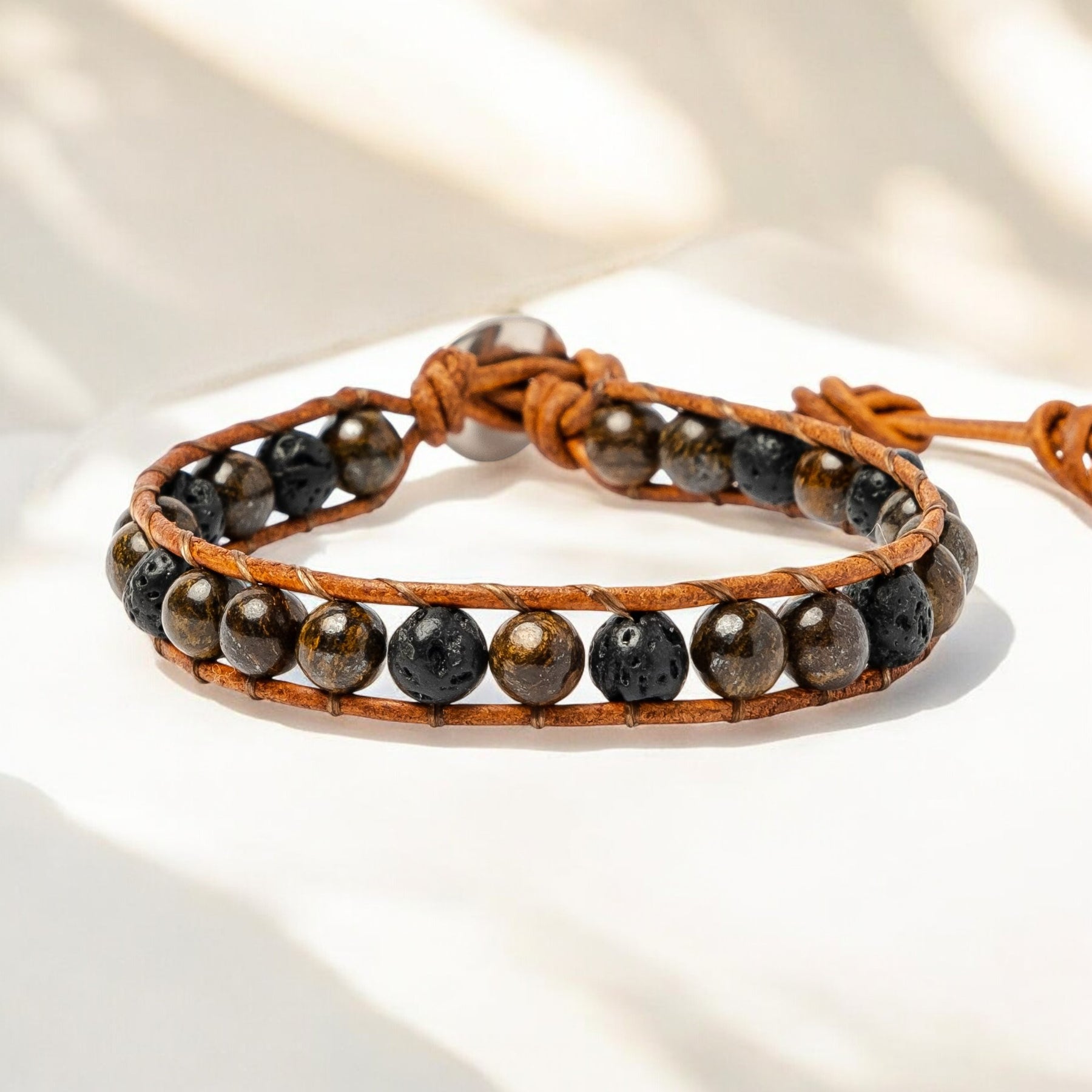 Bracelet en Bronzite et Lave pour Hommes