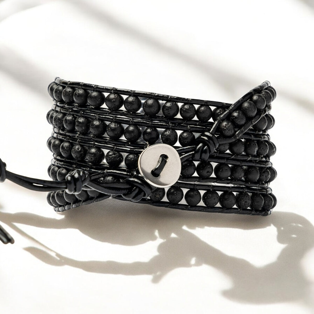 Herren-Wickelarmband aus Lavastein