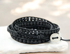Herren Lava-Stein Wickelarmband