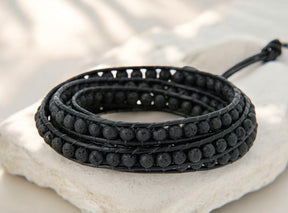 Herren Lava-Stein Wickelarmband