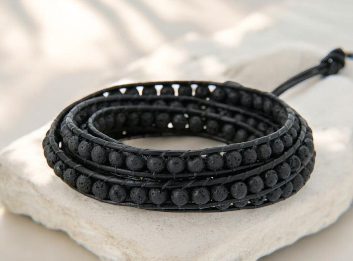 Herren Lava-Stein Wickelarmband
