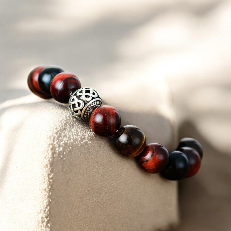 Rotes Tigerauge-Buddha-Armband für Herren