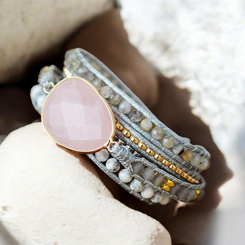 Rosenquarz Liebeswickelarmband