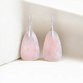 Boucles d'oreilles pendantes en quartz rose protection