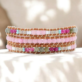 Bracelet enroulé en quartz rose