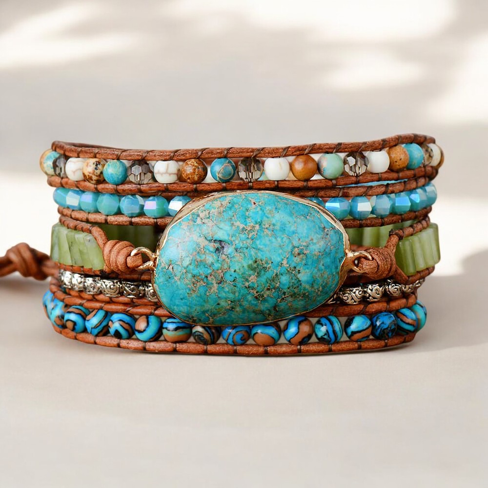 Bracelet enroulé en jaspe océan torsadé