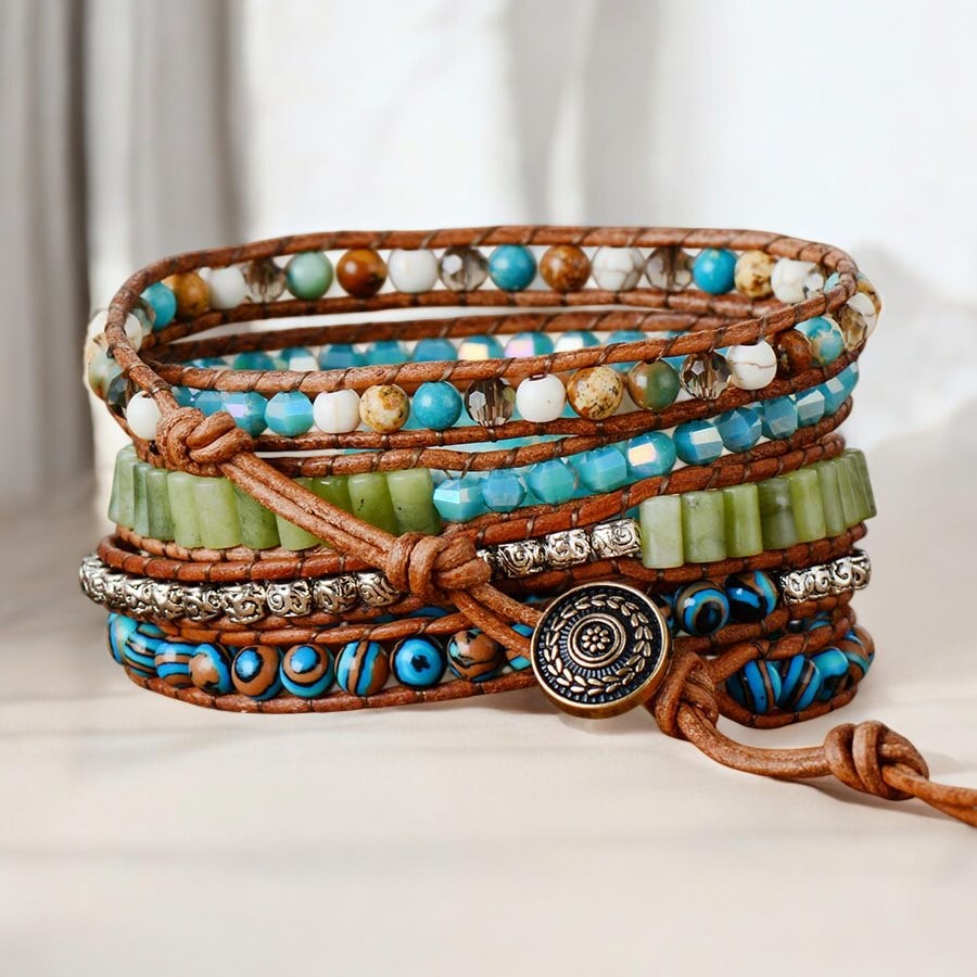 Bracelet enroulé en jaspe océan torsadé