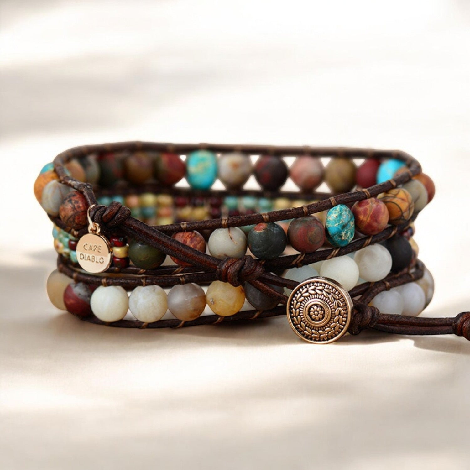 Bracelet enroulé vintage en jaspe