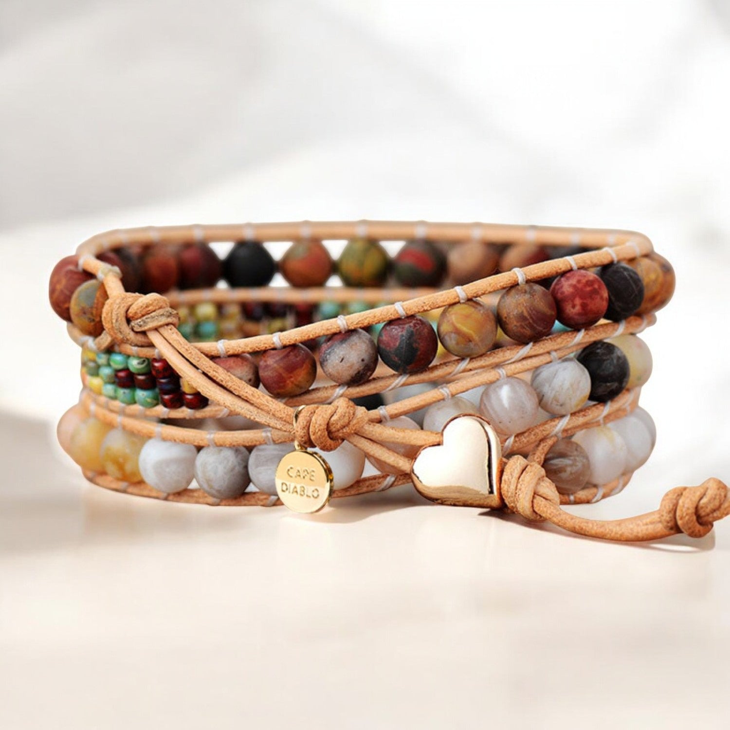 Bracelet enroulé vintage en jaspe
